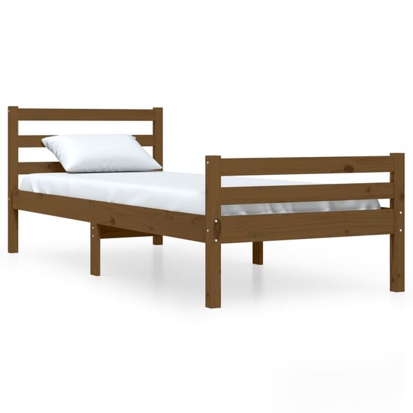 vidaXL Cadre de lit sans matelas marron miel bois massif 75x190 cm