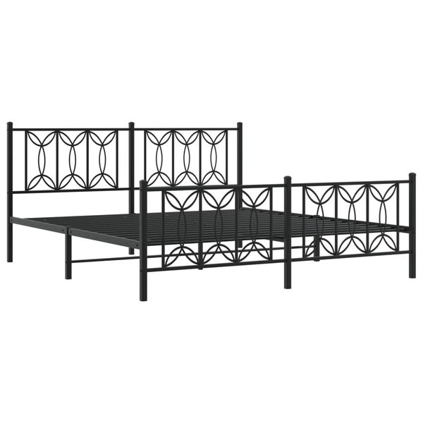 vidaXL Cadre de lit m&eacute;tal sans matelas avec pied de lit noir 183x213cm