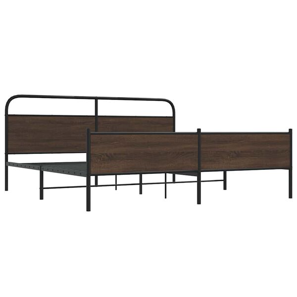 vidaXL Cadre de lit en métal sans matelas chêne marron 193x203 cm