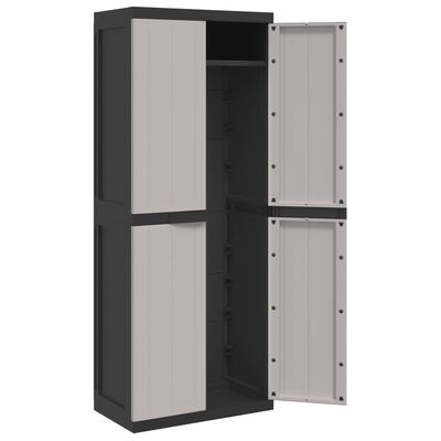 Vidaxl armoire de rangement d'extérieur gris et noir 65x37x165 cm