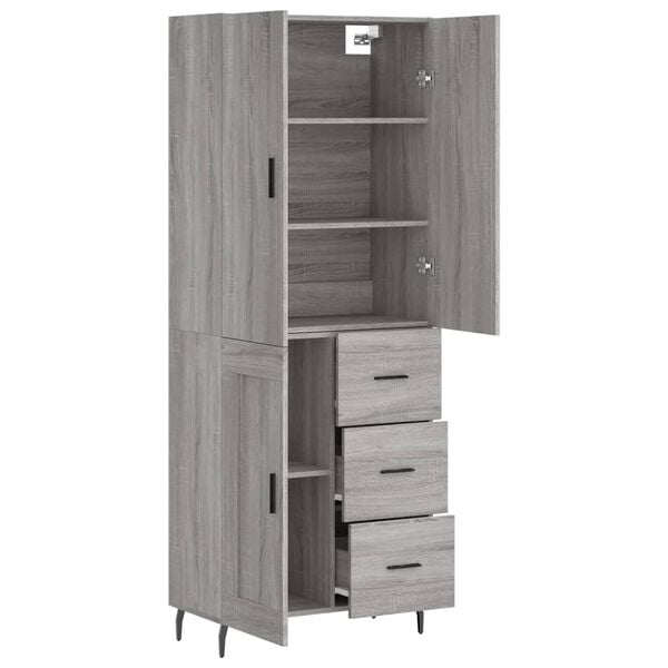 vidaXL Buffet haut Sonoma gris 69,5x34x180 cm Bois d'ing&eacute;nierie