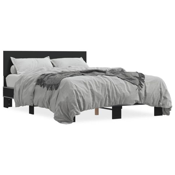 vidaXL Cadre de lit sans matelas noir 135x190 cm