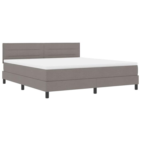 vidaXL Lit &agrave; ressorts avec matelas avec LED Taupe 180 x 200 cm tissu