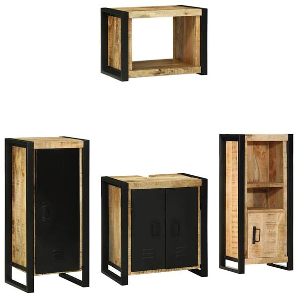 vidaXL Ensemble de mobilier de salle de bain 4 pcs Bois Recycl&eacute; Solide