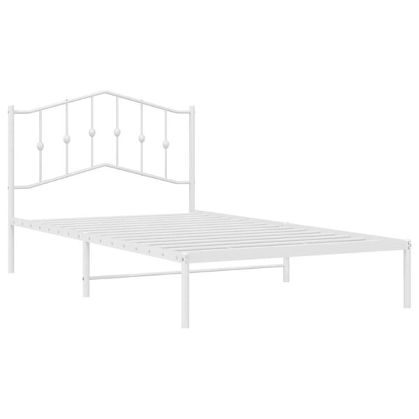 vidaXL Cadre de lit métal sans matelas et tête de lit blanc 107x203 cm