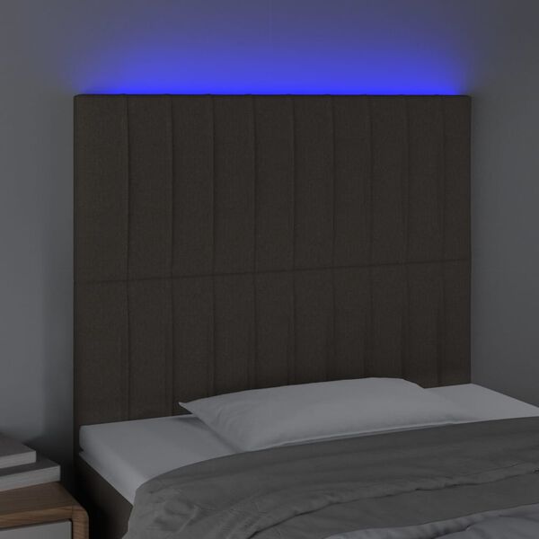 vidaXL T&ecirc;te de lit &agrave; LED Taupe 90x5x118/128 cm Tissu