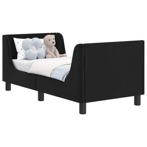 vidaXL Cadre de lit pour tout-petit avec t&ecirc;te de lit Noir 70 x 140 cm