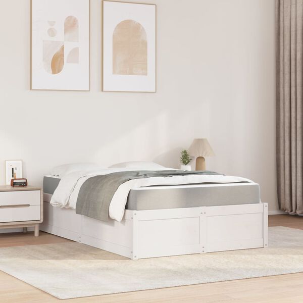 vidaXL Lit avec matelas blanc 140x190 cm bois massif de pin