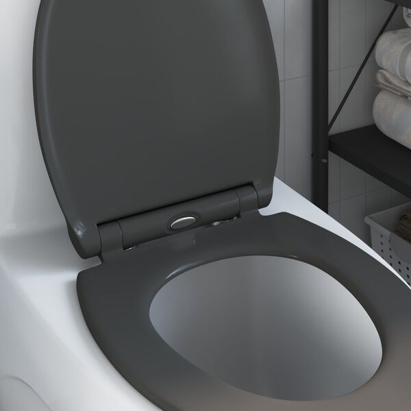 vidaXL Si&egrave;ge de toilette Anthracite 47 x 37,5 x 3,8 cm Duroplast