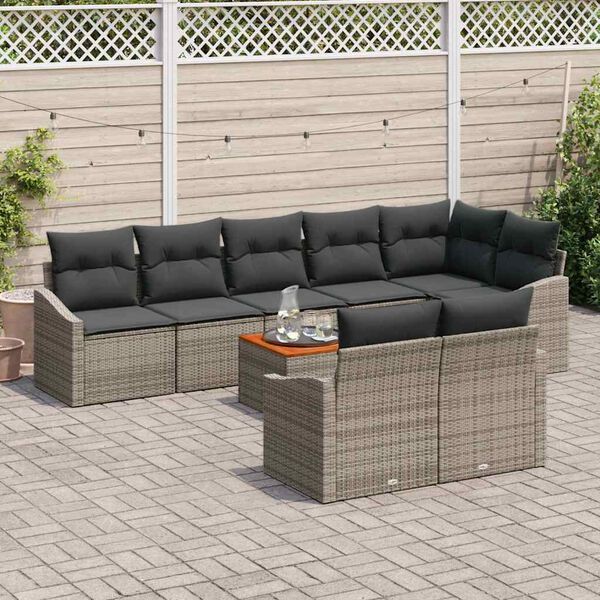 vidaXL Ensemble de canapé de jardin avec stockage 9 pcs Gris polyrotin