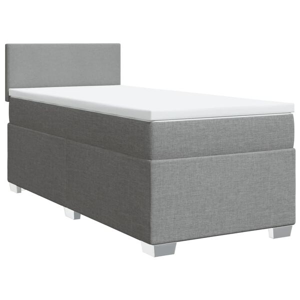 vidaXL Sommier &agrave; lattes de lit et matelas Gris clair 90x190 cm Tissu