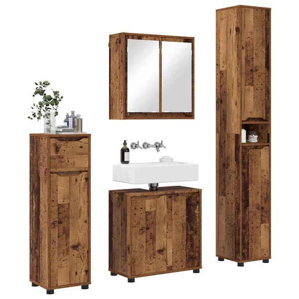 vidaXL Ensemble de mobilier de salle de bain 4 pcs Bois Ancien