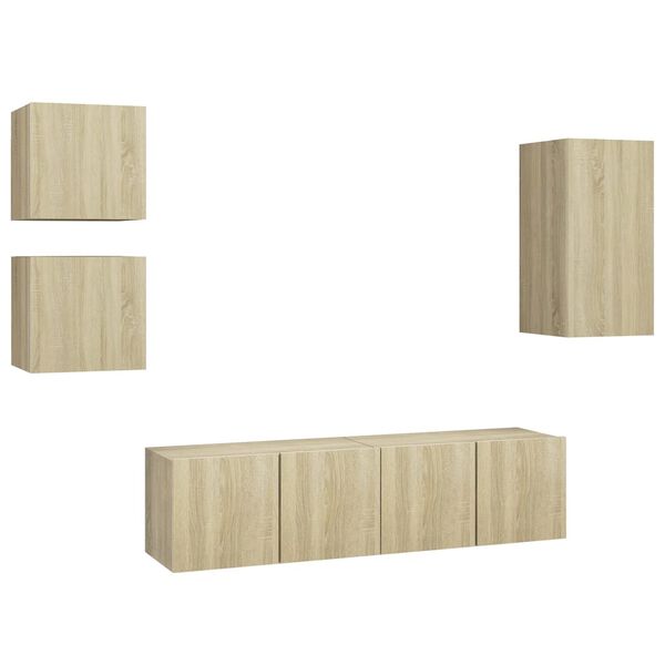 vidaXL Ensemble de meubles TV 5 pcs Ch&ecirc;ne sonoma Bois d'ing&eacute;nierie