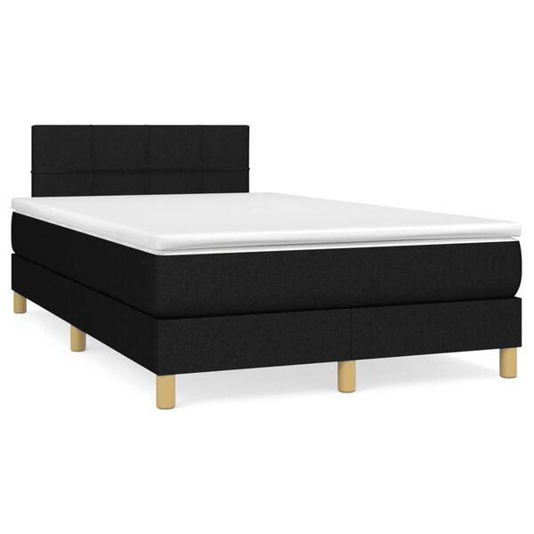 vidaXL Sommier &agrave; lattes de lit matelas et LED noir 120x190 cm tissu