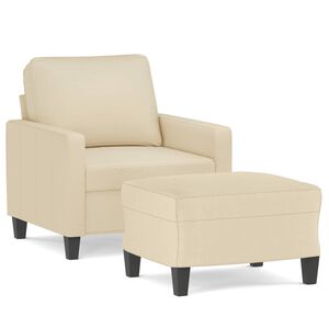vidaXL Fauteuil avec repose-pied Cr&egrave;me 60 cm Tissu
