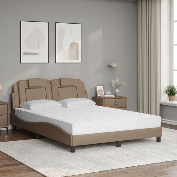 vidaXL Lit Viana avec matelas cappuccino 120x200 cm similicuir