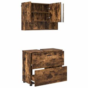 vidaXL Ensemble de mobilier de salle de bain 2 pc Ch&ecirc;ne fum&eacute;