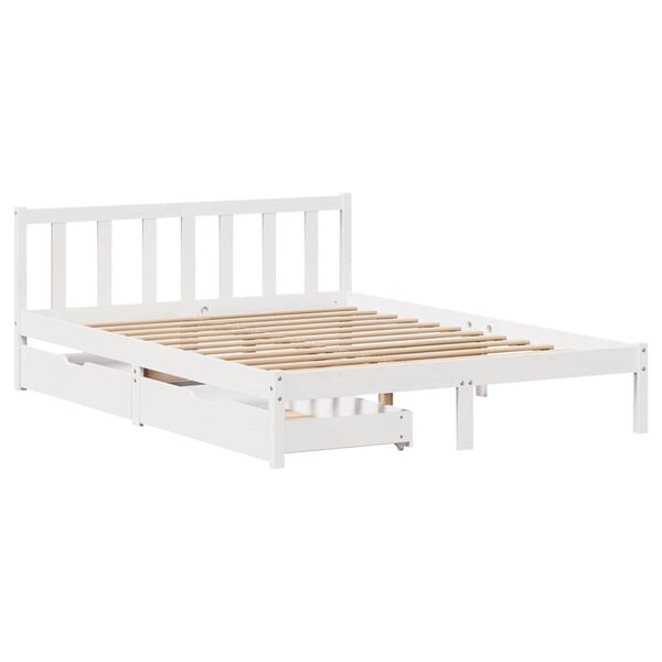 vidaXL Cadre de lit sans matelas blanc 160x200 cm bois de pin massif