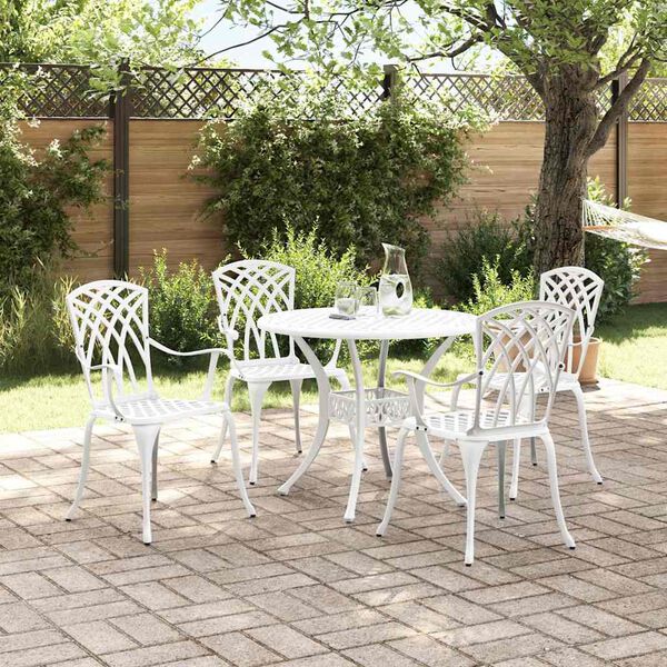 vidaXL Ensemble de salle &agrave; manger pour jardin 5 pcs Blanc Aluminium