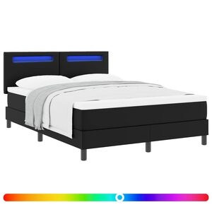 vidaXL Lit &agrave; ressorts avec matelas Noir 140 x 200 cm Simili cuir
