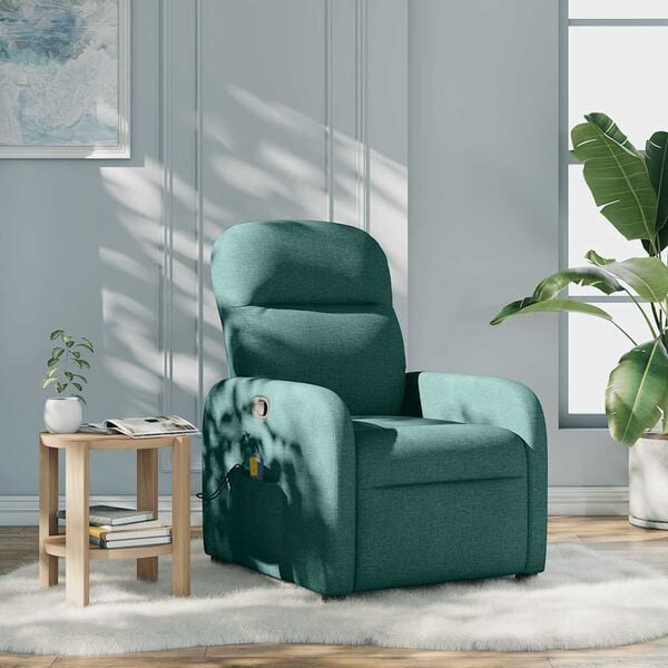 vidaXL Fauteuil de massage inclinable Vert fonc&eacute; Tissu