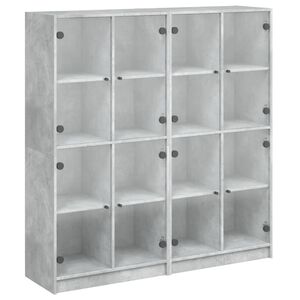 vidaXL Biblioth&egrave;que avec portes gris b&eacute;ton 136x37x142 cm