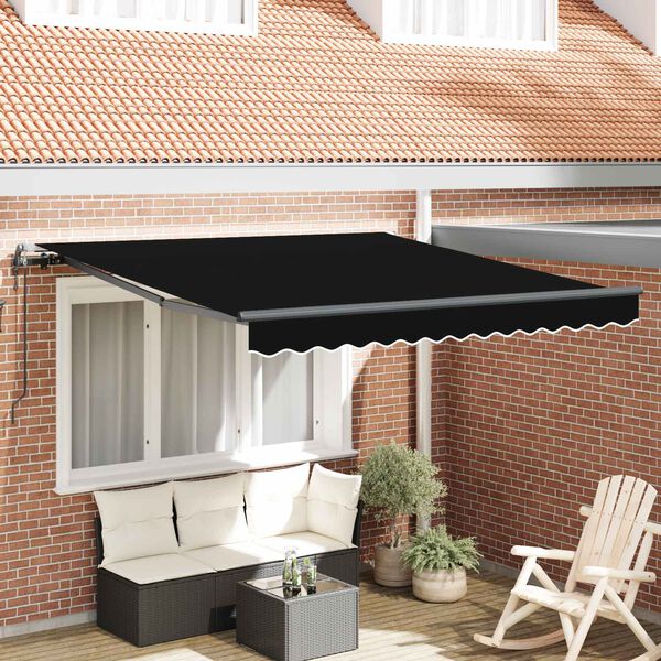 vidaXL Auvent R&eacute;tractable Noir 350 x 250 cm Tissu et Aluminium