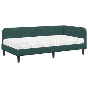 vidaXL Cadre de lit d'angle Vert fonc&eacute; 90 x 190 cm Velours