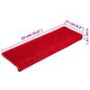 vidaXL Tapis d'escalier 15 pi&egrave;ces 65 x 21 x 4 cm Bordure rectangulaire rouge