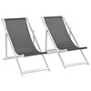 vidaXL Chaises de plage pliables lot de 2 Aluminium et textil&egrave;ne Gris