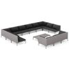 vidaXL Salon de jardin 14 pcs avec coussins R&eacute;sine tress&eacute;e Gris fonc&eacute;
