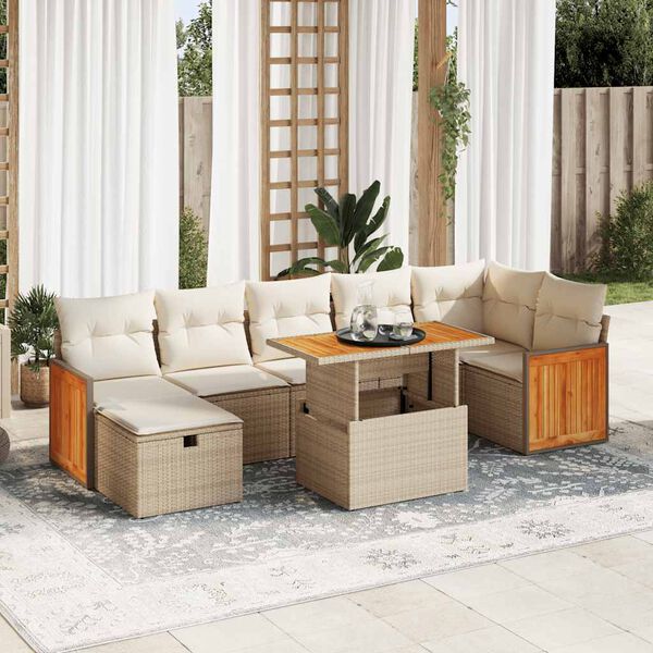 vidaXL Salon de jardin avec coussins 5 pcs beige r&eacute;sine tress&eacute;e