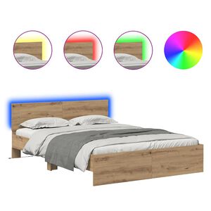 vidaXL Cadre de lit Ch&ecirc;ne artisanal 135 x 190 cm Bois d'ing&eacute;nierie