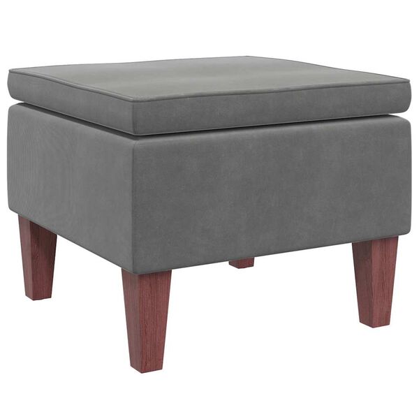 vidaXL Tabouret avec pieds en bois Gris foncé Velours