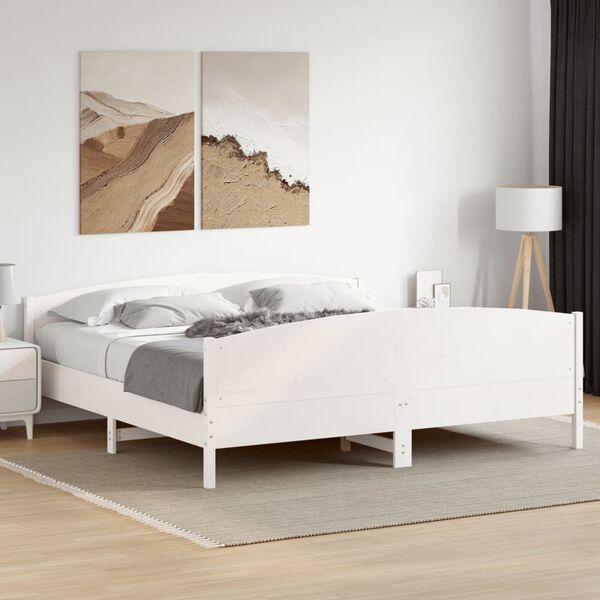 vidaXL Cadre de lit sans matelas blanc 200x200 cm bois massif de pin