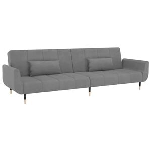 vidaXL Canap&eacute;-lit &agrave; 2 places avec deux oreillers Gris clair Velours