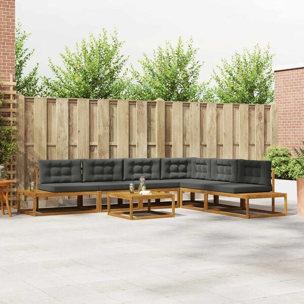 vidaXL Ensemble de canap&eacute;s d'ext&eacute;rieur 7 Pi&egrave;ce Naturel et Anthracite