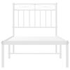 vidaXL Cadre de lit m&eacute;tal sans matelas avec t&ecirc;te de lit blanc 75x190cm