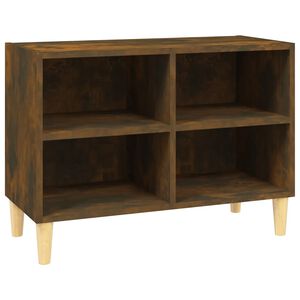 vidaXL Meuble TV avec pieds en bois massif Ch&ecirc;ne fum&eacute; 69,5x30x50 cm