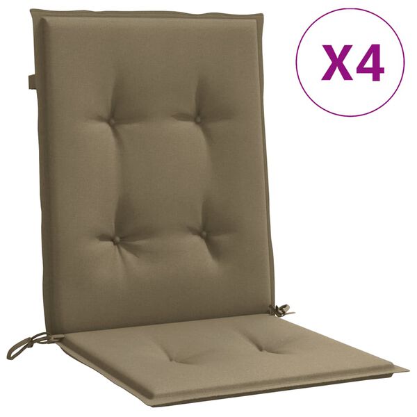 vidaXL Coussins de chaise &agrave; dossier bas lot de 4 taupe m&eacute;lang&eacute; tissu