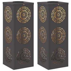 vidaXL Lumi&egrave;re de chemin LED solaire 2 pcs Noir Acier lamin&eacute; &agrave; froid