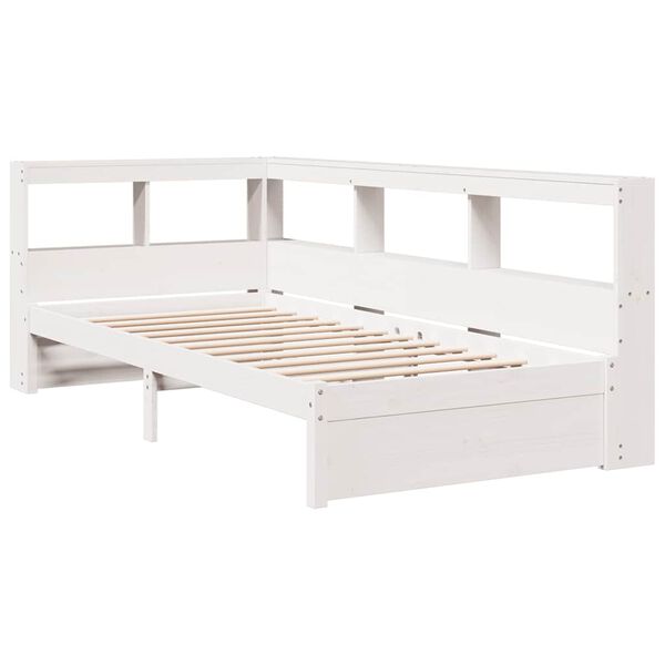vidaXL Lit biblioth&egrave;que sans matelas blanc 100x200 cm bois pin massif