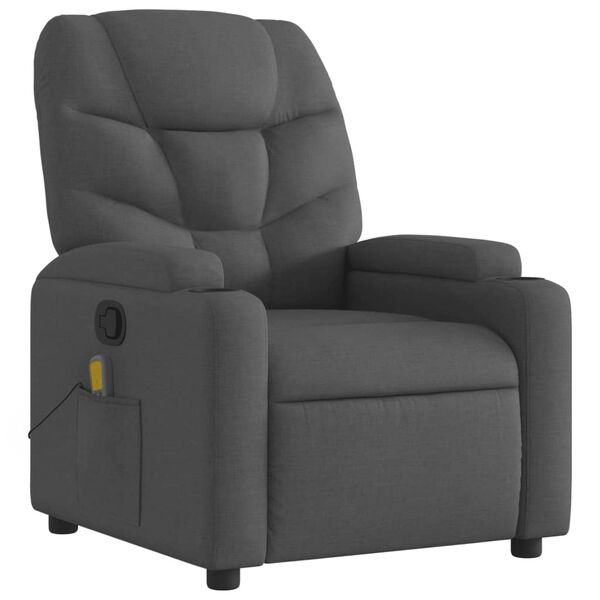 vidaXL Fauteuil inclinable de massage gris fonc&eacute; tissu