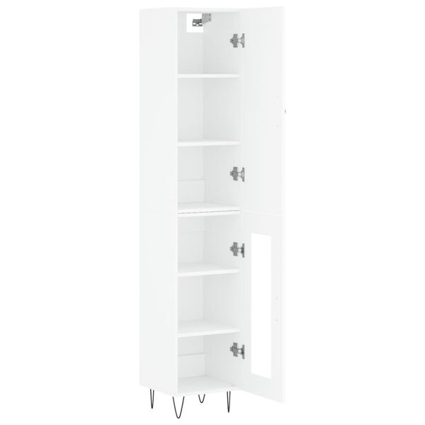 vidaXL Buffet haut Blanc 34,5x34x180 cm Bois d'ing&eacute;nierie
