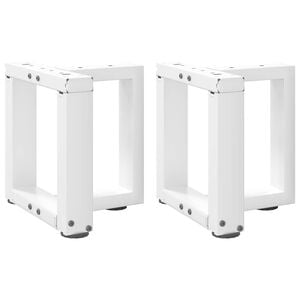 vidaXL Pieds de table basse en T, 2 pi&egrave;ces, blanc, 30 x 25 x (30-31) cm, acier