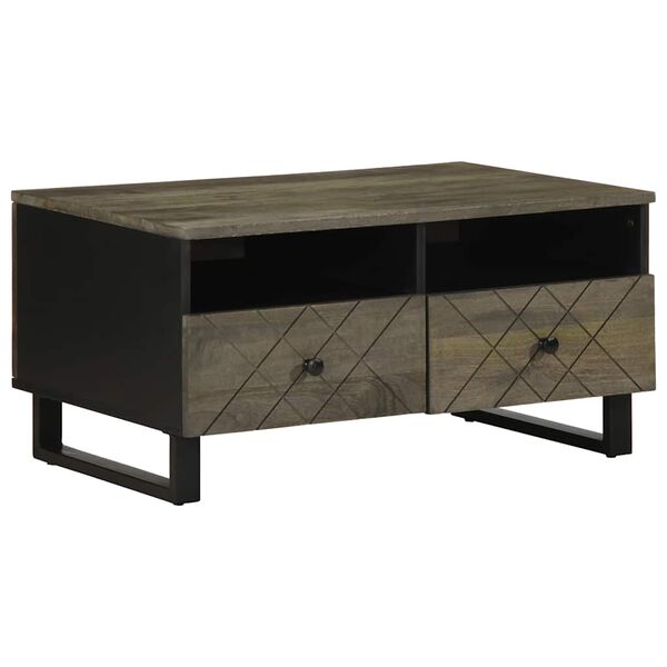 vidaXL Table basse noir 80x54x40 cm bois massif de manguier