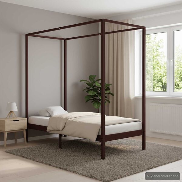 vidaXL Cadre de lit à baldaquin sans matelas bois massif 100x200 cm