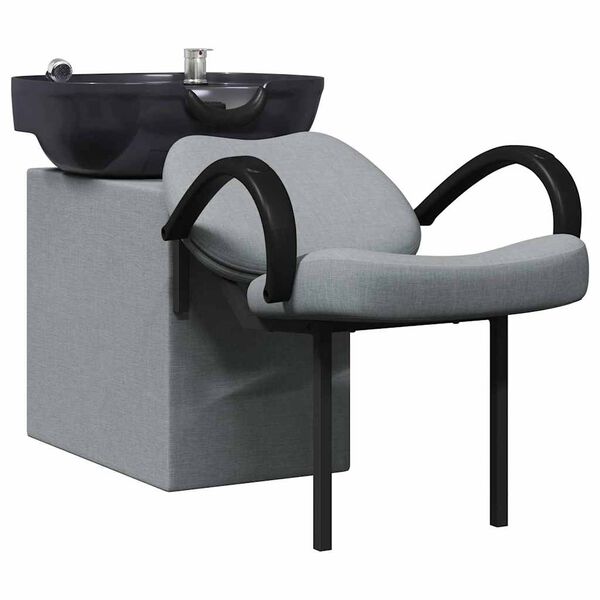vidaXL Fauteuil de shampooing Gris clair et noir 63 x 141 x 92 cm