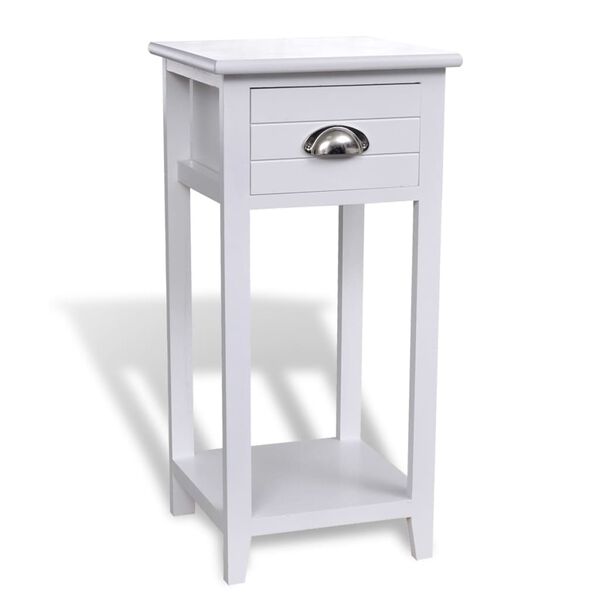 vidaXL Table de chevet avec 1 tiroir Blanc