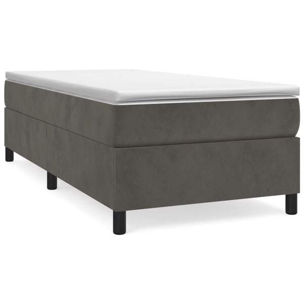 vidaXL Sommier &agrave; lattes de lit et matelas Gris fonc&eacute; 90x200 cm Velours